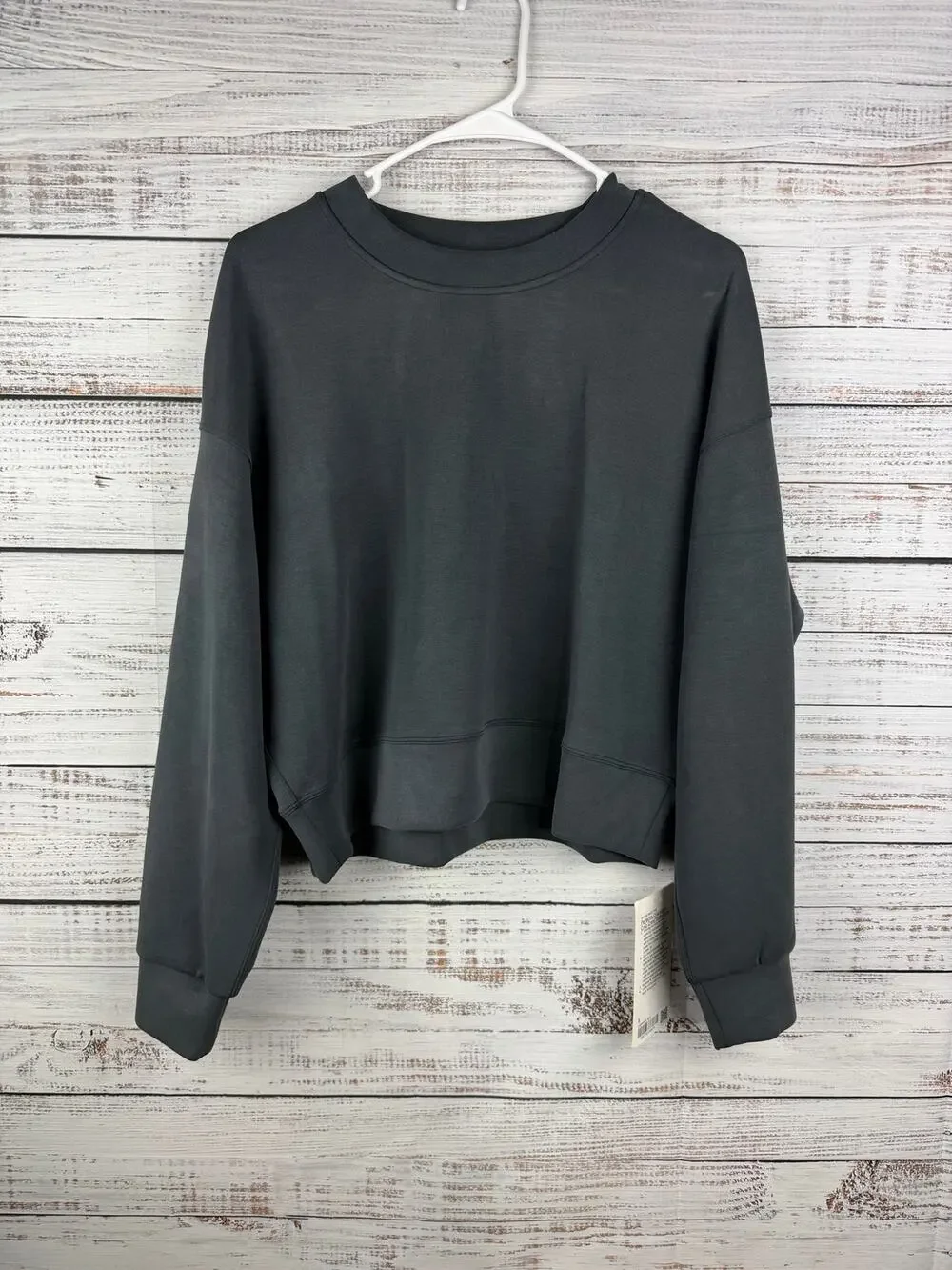 Lululemon Perfectly Oversized Crop Crew Softstreme Sweatshirt 6 Black Gray NEW
